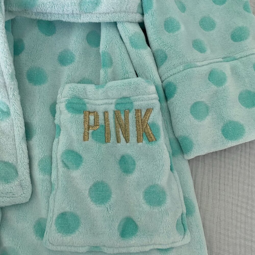 PINK Hooded Mint Green Robe (XS/S) - Picture 4 of 5